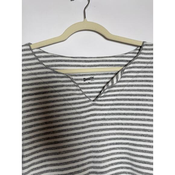 Duluth Trading Co Women's Lightweight Longtail Tunic Shirt White Gray Striped XL - Picture 3 of 8